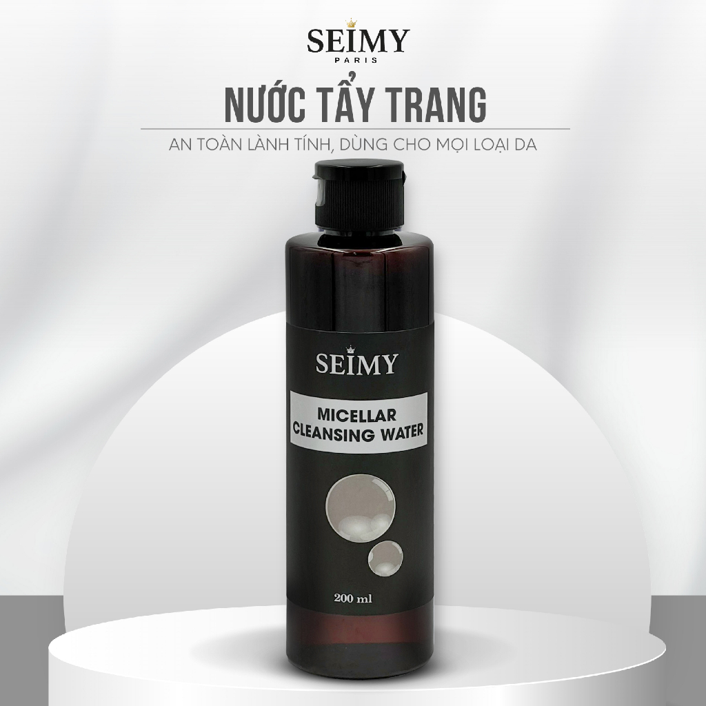 Nước tẩy trang Seimy - Micellar Cleansing Water làm sạch da, an toàn lành tính, căng bóng, trẻ hóa