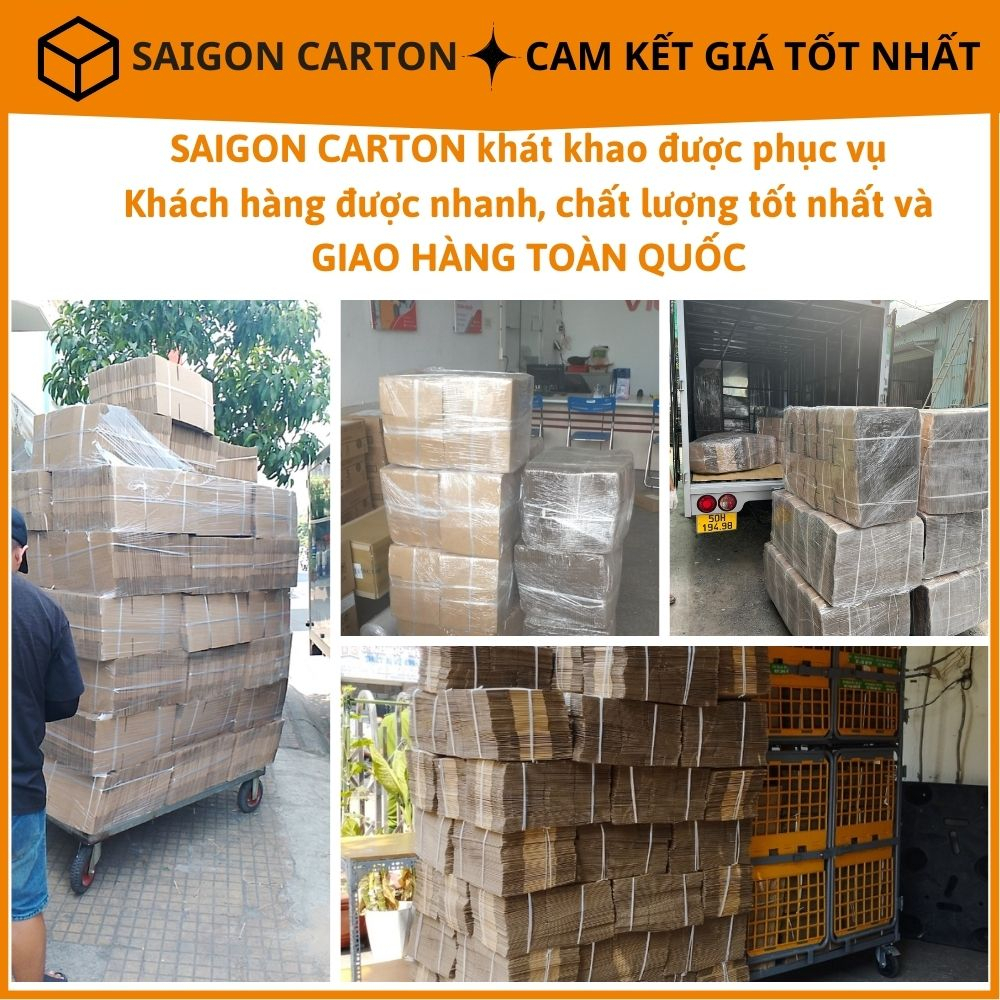 Hộp carton đóng gói hàng cho shop thời trang size 15X10X5 cm - Mua 100 tặng 1 Dao rọc gấy - sản xuất bởi SÀI GÒN CARTON