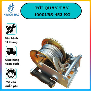 Tời quay tay 1000lbs KCB - Bánh răng đồng tải trọng 454 Kg, cáp 10M (VAT)