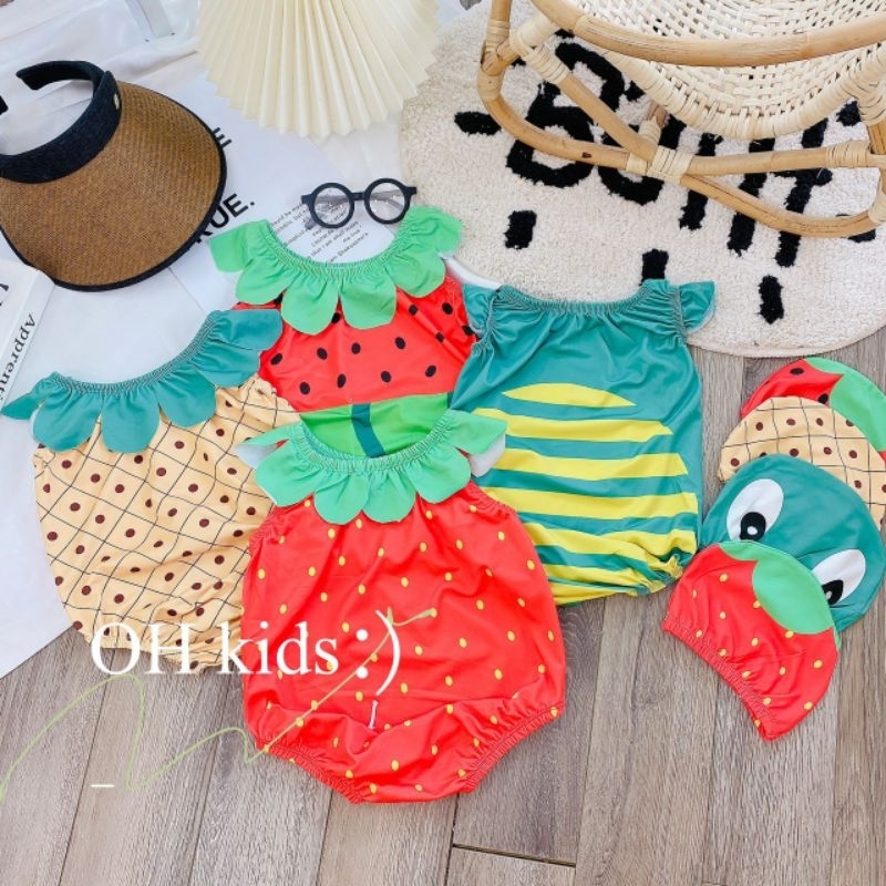 Bikini, đồ bơi trái cây kèm mũ