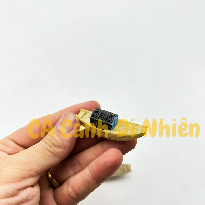 Tiểu cảnh thuyền mái che, thuyền bè nhỏ mini trang trí hồ cá Terrarium