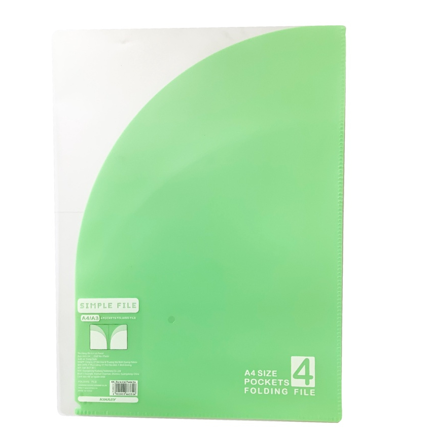 Bìa lá A4 thiết kế 4 ngăn đưng lưu trữ tài liệu màu Pastel Kinary