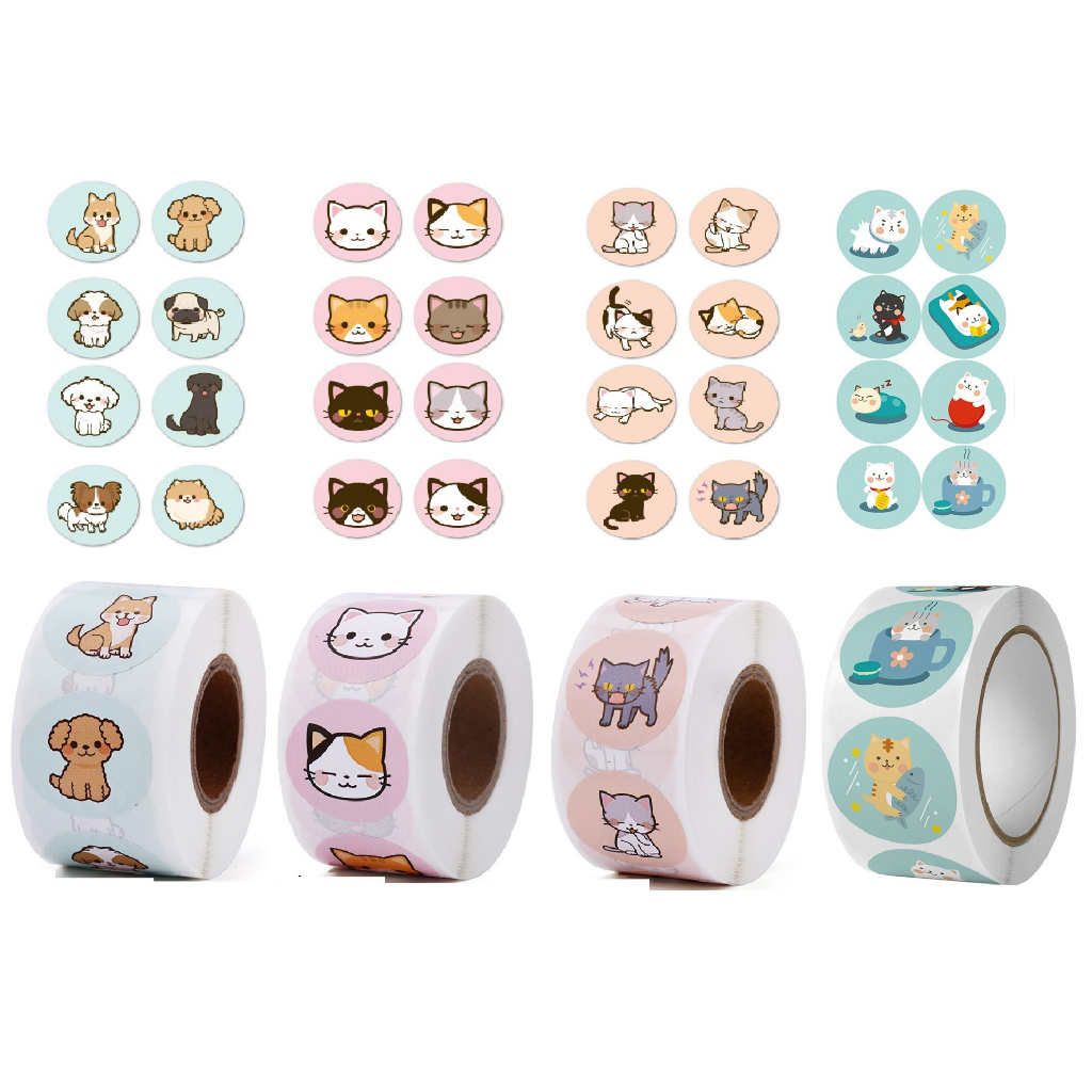 Cuộn 500 sticker thank you, nhãn dãn cảm ơn, tem tròn cảm ơn họa tiết dễ thương đáng yêu