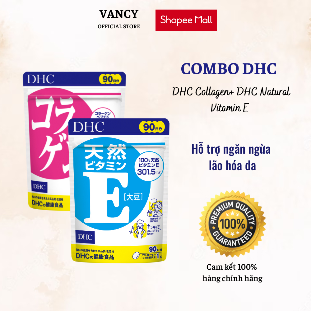 Combo viên uống DHC vitamin E + viên uống Collagen đánh thức tuổi xuân (30 ngày và 90 ngày)