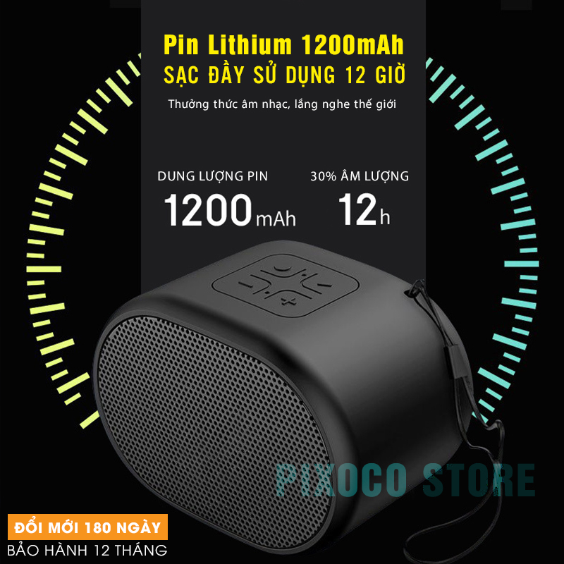 Loa bluetooth mini PKD4 nhỏ gọn hỗ trợ Aux, USB, Thẻ nhớ và pin lâu 12h
