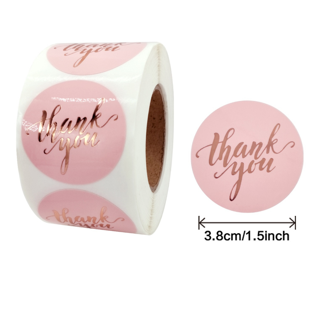 Cuộn 500 nhãn dãn cảm ơn, sticker thank you, tem tròn thank you, tem cảm ơn màu đen sang trọng