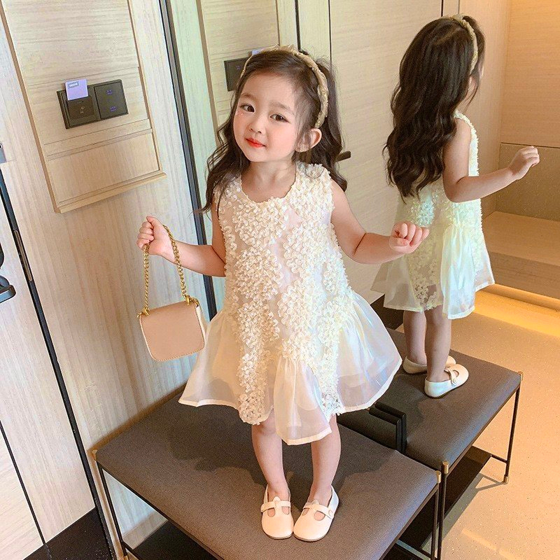 Váy Đầm Thiết Kế Hồng Hoa Công Chúa 2 Lớp Xinh Xắn Cho Bé Gái Mùa Hè Size Nhí Đại - CAFE_BABY073