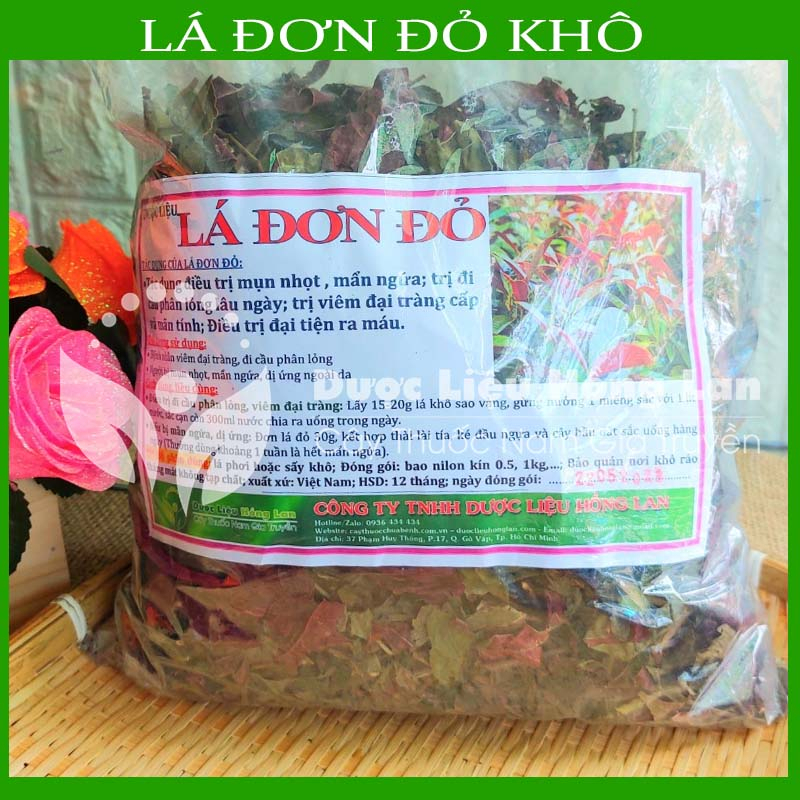 Thảo dược LÁ ĐƠN ĐỎ khô sạch đóng gói 500gram - congtyduoclieuhonglan