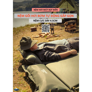 Nệm gối hơi mút bọt biển dày 4.5cm bơm tự động NURGAZ CAMPOUT (Thổ Nhĩ Kỳ) du lịch dã ngoại cắm trại