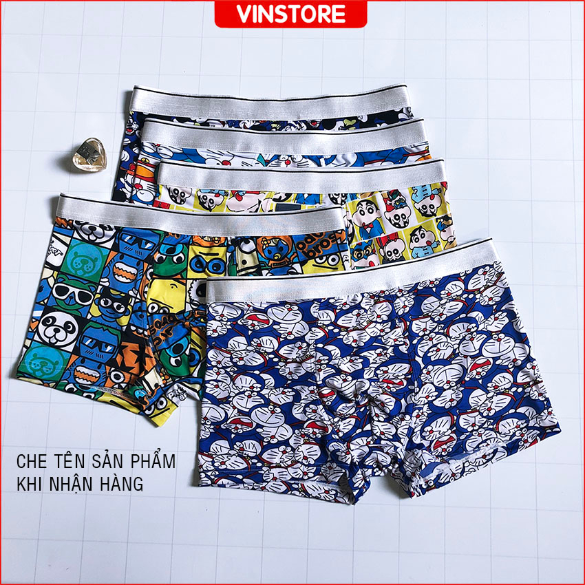 Mua 4 tặng 1 quần lót nam nhân vật hoạt hình chất thun lạnh Vinstore Cartoon, quần sịp đùi nam cao cấp co giãn 4 chiều