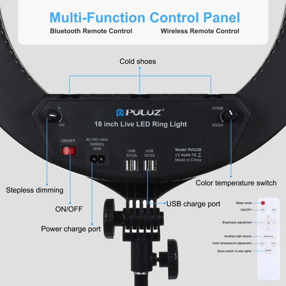 ĐÈN LIVESTREAM 46CM 50W PULUZ CHÍNH HÃNG