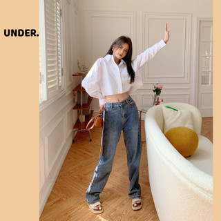 Áo Croptop Sơ Mi Trắng Dài Tay UNDERCOOL, Dáng Basic dễ phối đồ ASM09