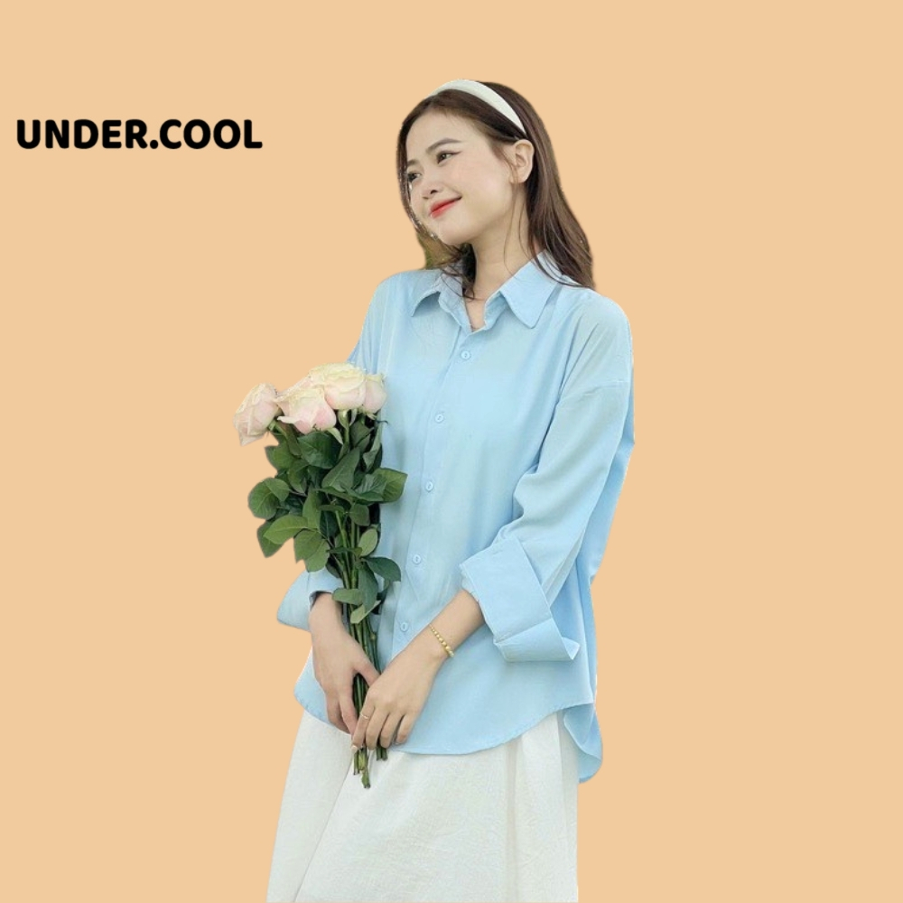 Áo Sơ Mi Lụa Dài Tay UNDERCOOL Màu Pastel Hồng, xanh, vàng, Form Rộng Hàn Quốc - đi học - đi làm