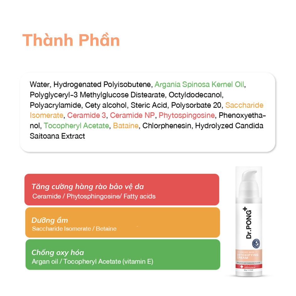 Kem dưỡng phục hồi và cấp ẩm chuyên sâu Dr.PONG Advanced Skin Detoxifying 30g