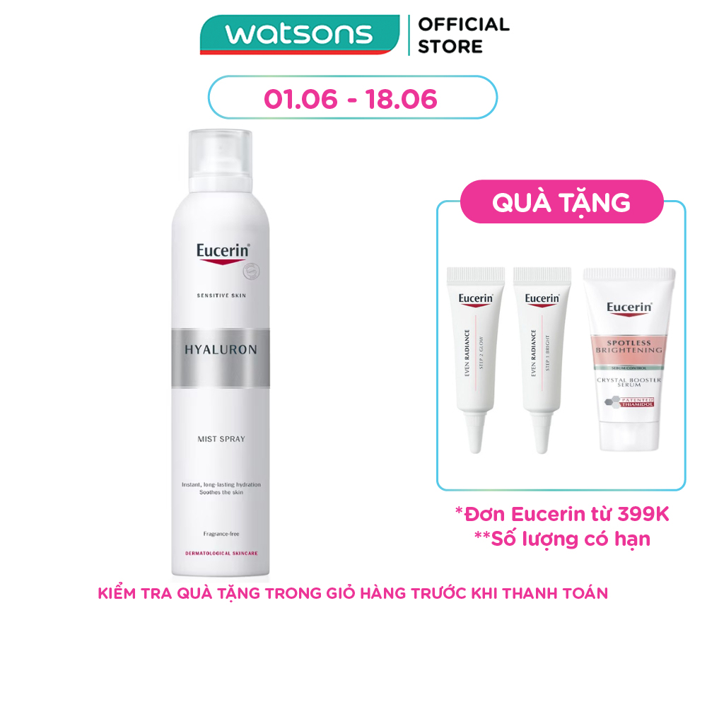 Xịt Dưỡng Ẩm Eucerin Giảm Nếp Nhăn Hyaluron Mist Spray 250ml