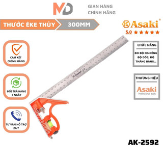 Thước ê ke thủy 300mm Asaki AK-2592, thước ke góc vuông đa năng 30cm, đo độ sâu, canh thẳng, canh ngang, lấy dấu khoảng