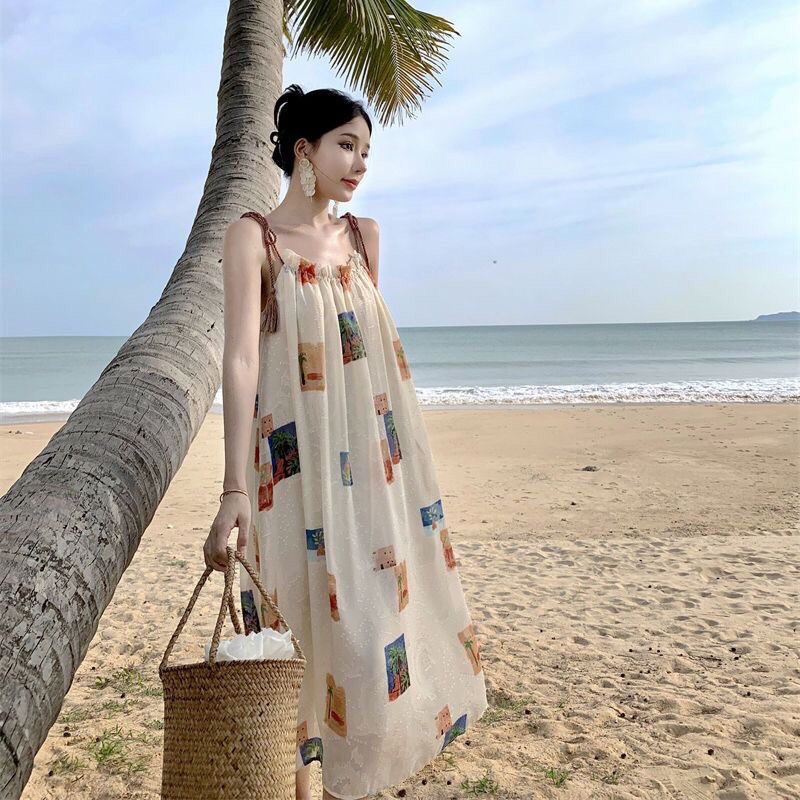 Váy hai dây vintage mùa hè 2023 kèm ảnh thật