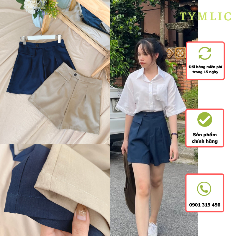 Quần Short Dáng A Vải Tây 2 Màu TYMLIC