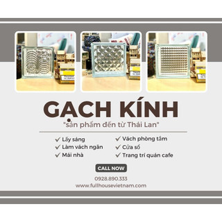 Gạch kính lấy sáng Thái Lan giá tốt 190x190x80mm dùng làm vách ngăn lấy sáng, tường xuyên sáng, cách âm, cách nhiệt