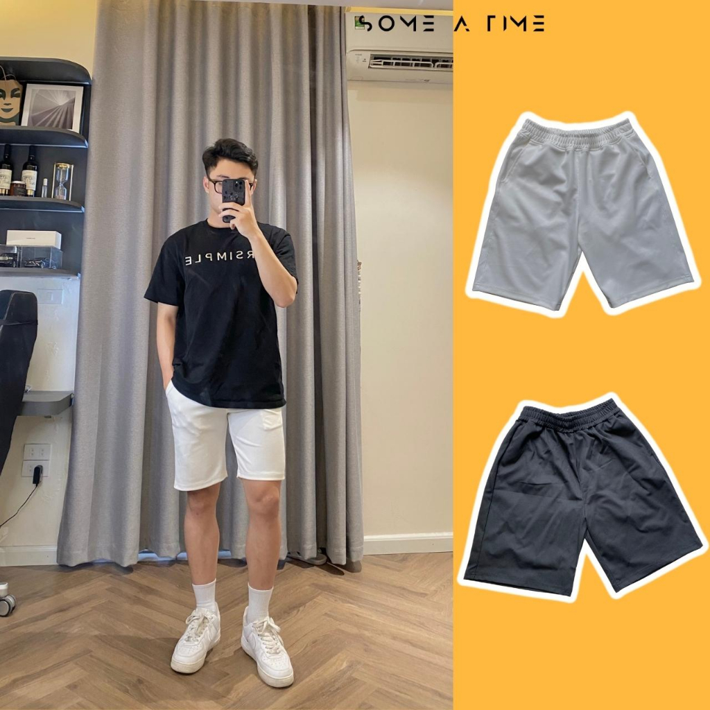Quần Short Đùi Nam Trơn Chất Nỉ U Mì Màu Đen Và TrắngTrơn Giải Rút Vải Co Giãn Phong Cách Hàn Quốc-QD07