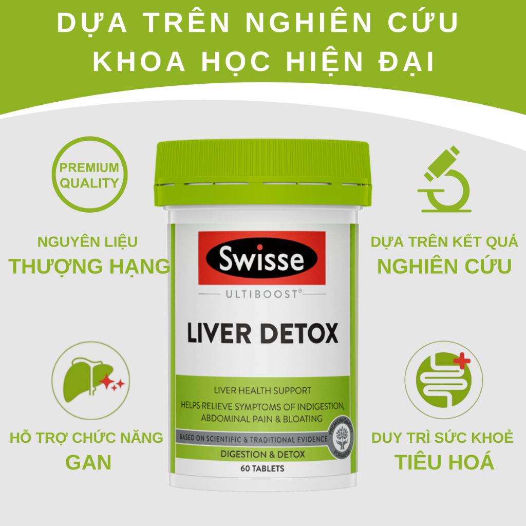 Swisse Ultiboost Liver Detox - Viên Uống Thải Độc Gan - 60/120/200 Viên