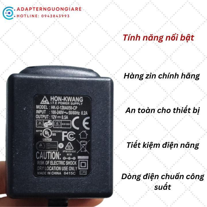 ADAPTER NGUỒN  HON-KWANG  HK-U-120A050-CP 12V 0.5A Power Supply
