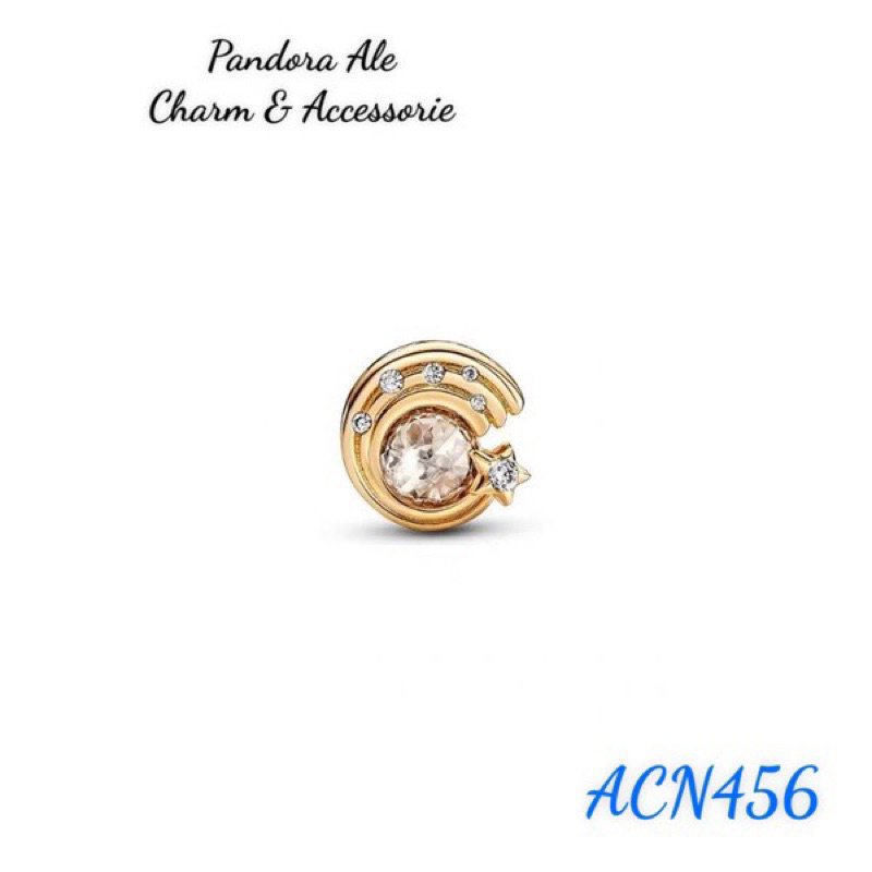 CHARM PAN ALE XỎ NGANG MÀU VÀNG NGÔI SAO BĂNG BẠC S925