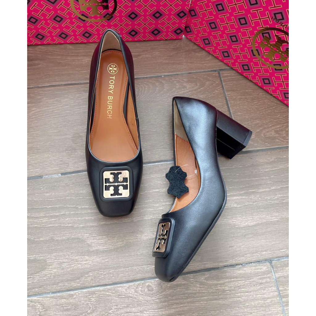 Giày cao gót công sở gót vuông, giày cao gót trụ da thật toàn bộ