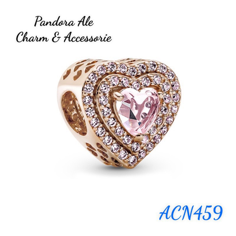 PAN ALE CHARM VÀNG HỒNG ĐÍNH ĐÁ TIM BẠC S925