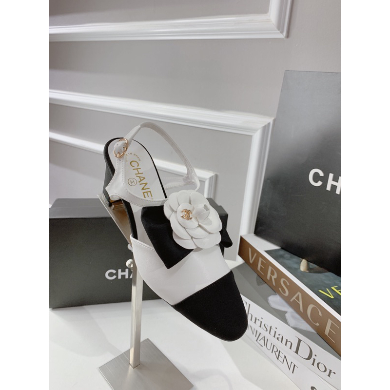 🎀 SỈ GIÀY NỮ AN SHOES🎀 Sangdal bít mũi  hoa trà gót vuông 7cm. Hàng quảng châu full box.