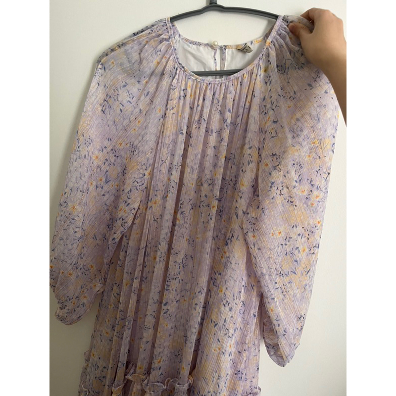 Váy đầm hoa tơ tím martha dress hoivu freesize