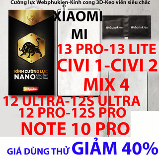 Kính cường lực Webphukien cho Xiaomi Mi Note 10 Pro/Mix 4/Civi 1/Civi 2/12 Pro/12S Pro/12 Ultra/12S Ultra/13 Pro/13 Lite