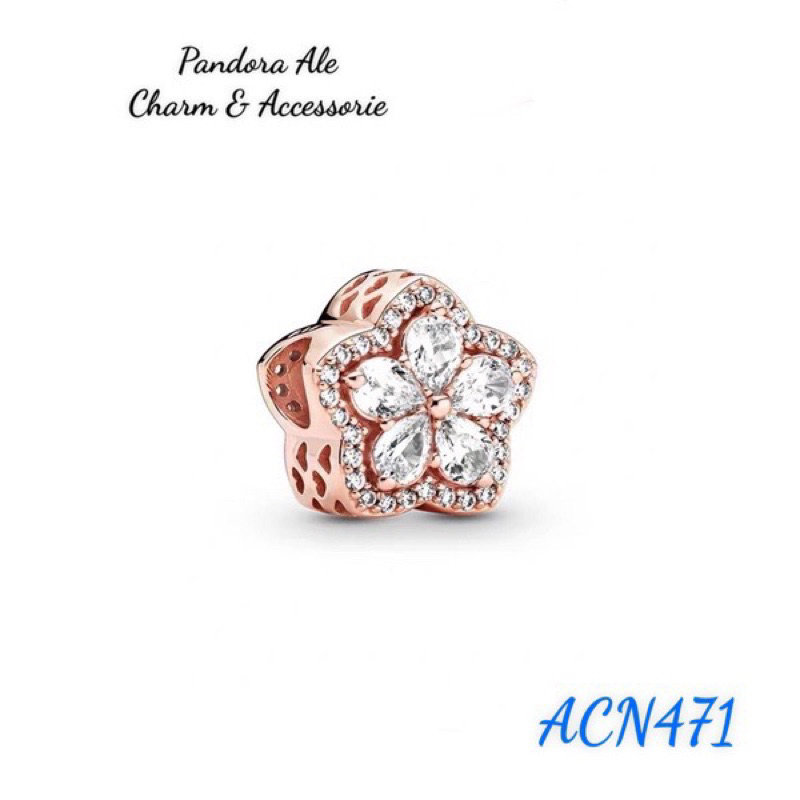 PAN ALE CHARM XỎ NGANG VÀNG HỒNG NGÔI SAO ĐÍNH ĐÁ BẠC S925