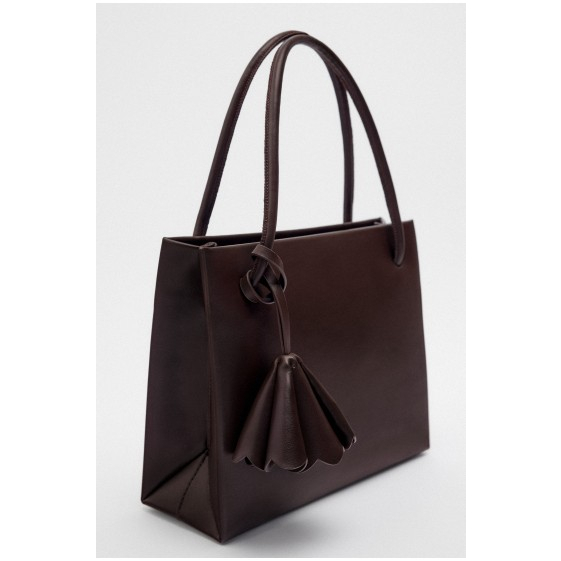 ZARA Đức - Túi xách đeo vai kẹp nách vuông nâu tây có phụ kiện tháo rời khóa nam châm nâu Tây sale auth có sẵn 6071/010