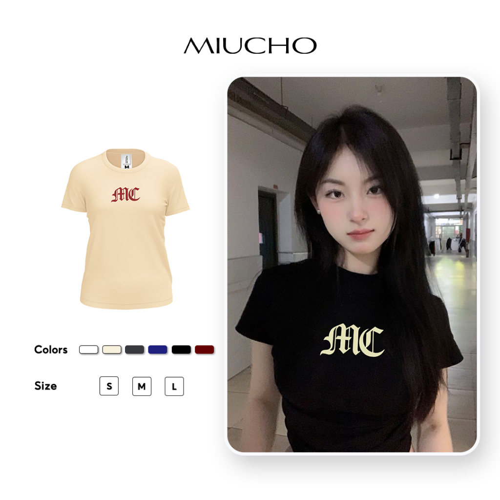 Áo thun baby tee AB015 Miucho chất vải cotton in brand name