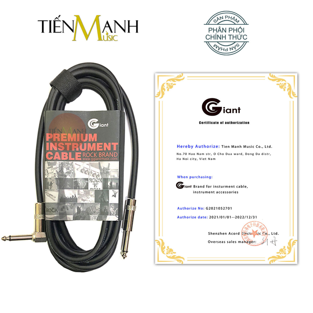 Dây Cáp Giant 2 Đầu 6ly Jack Line Kết Nối Tín Hiệu Đàn Guitar Ggiant ASC21 Cable Mono Phơ ra Amply 6 ly 6.35mm Giắc Rắc