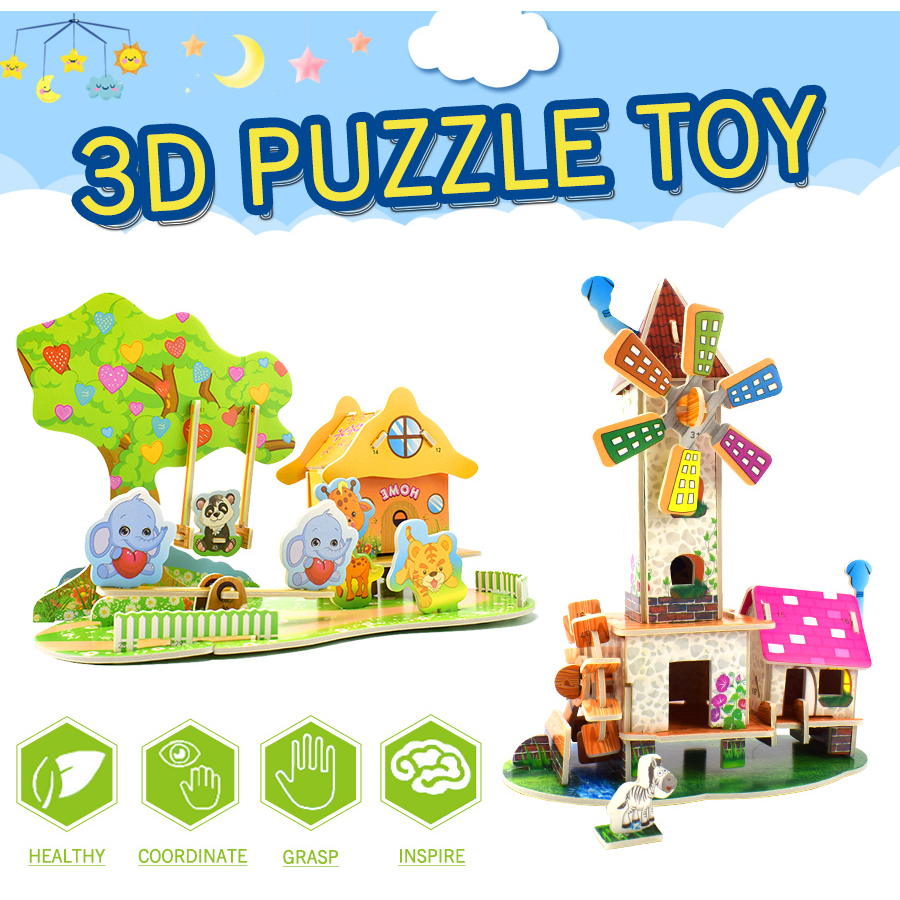 Mô hình xếp hình ngôi nhà 3D bằng giấy hỗ trợ giáo dục sớm dành cho trẻ em