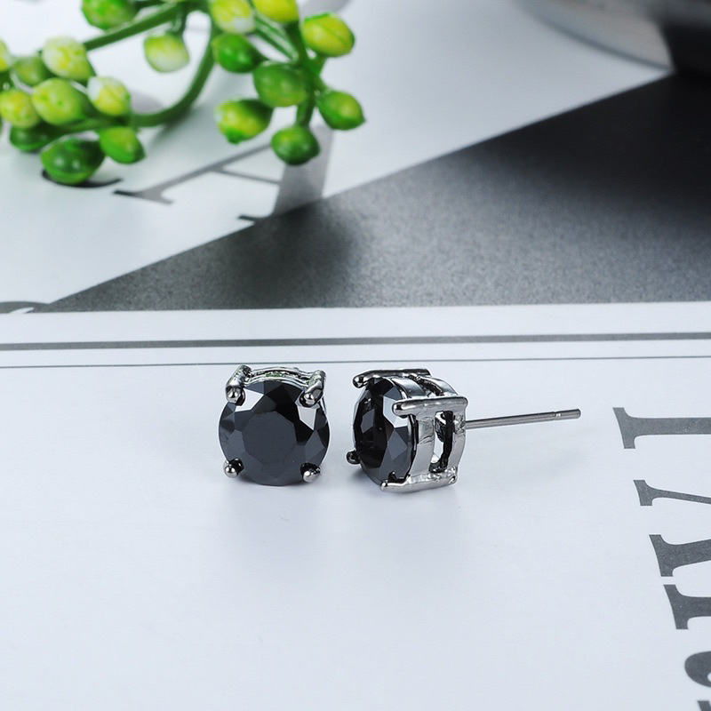 [S925] Bông tai/Hoa tai bạc đính đá đen sang trọng - MH898