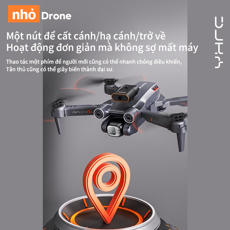 Flycam P12 Pro-Plycam điều khiển từ xa camera kép 4k, cảm biến chống va chạm trên không, pin 2500mA