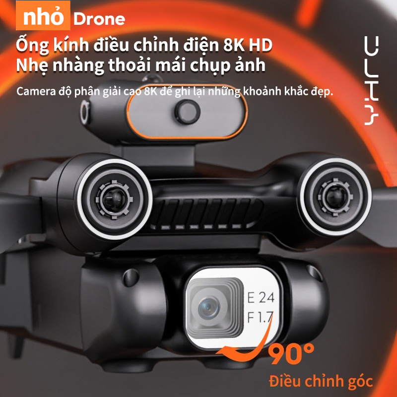 Flycam P12 Pro-Plycam điều khiển từ xa camera kép 4k, cảm biến chống va chạm trên không, pin 2500mA