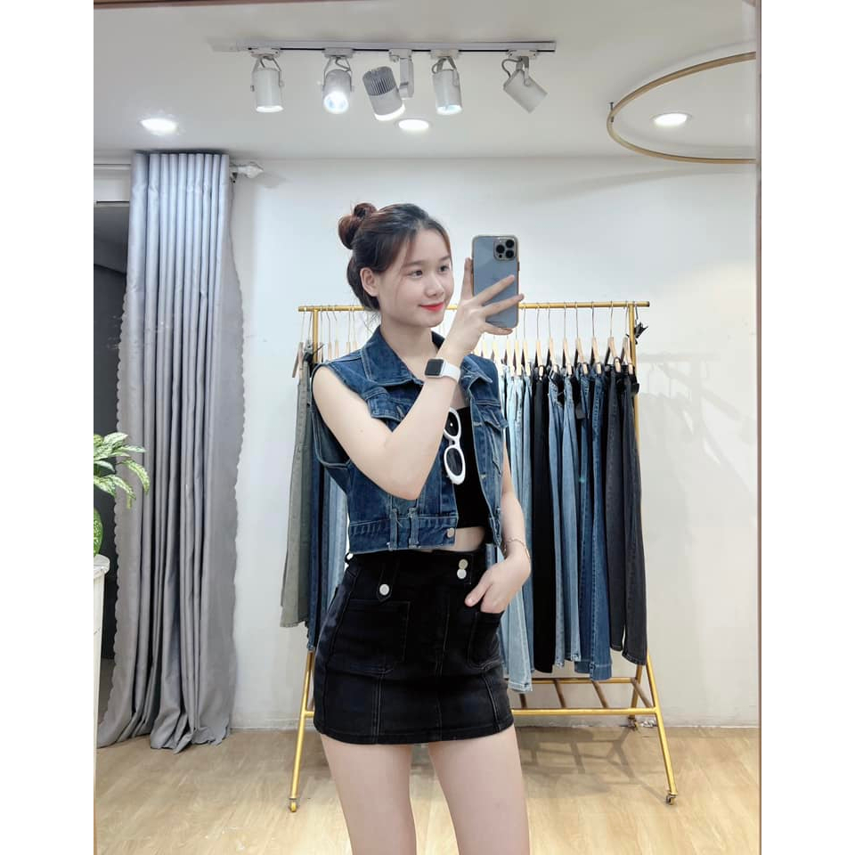 Áo gile jean crt