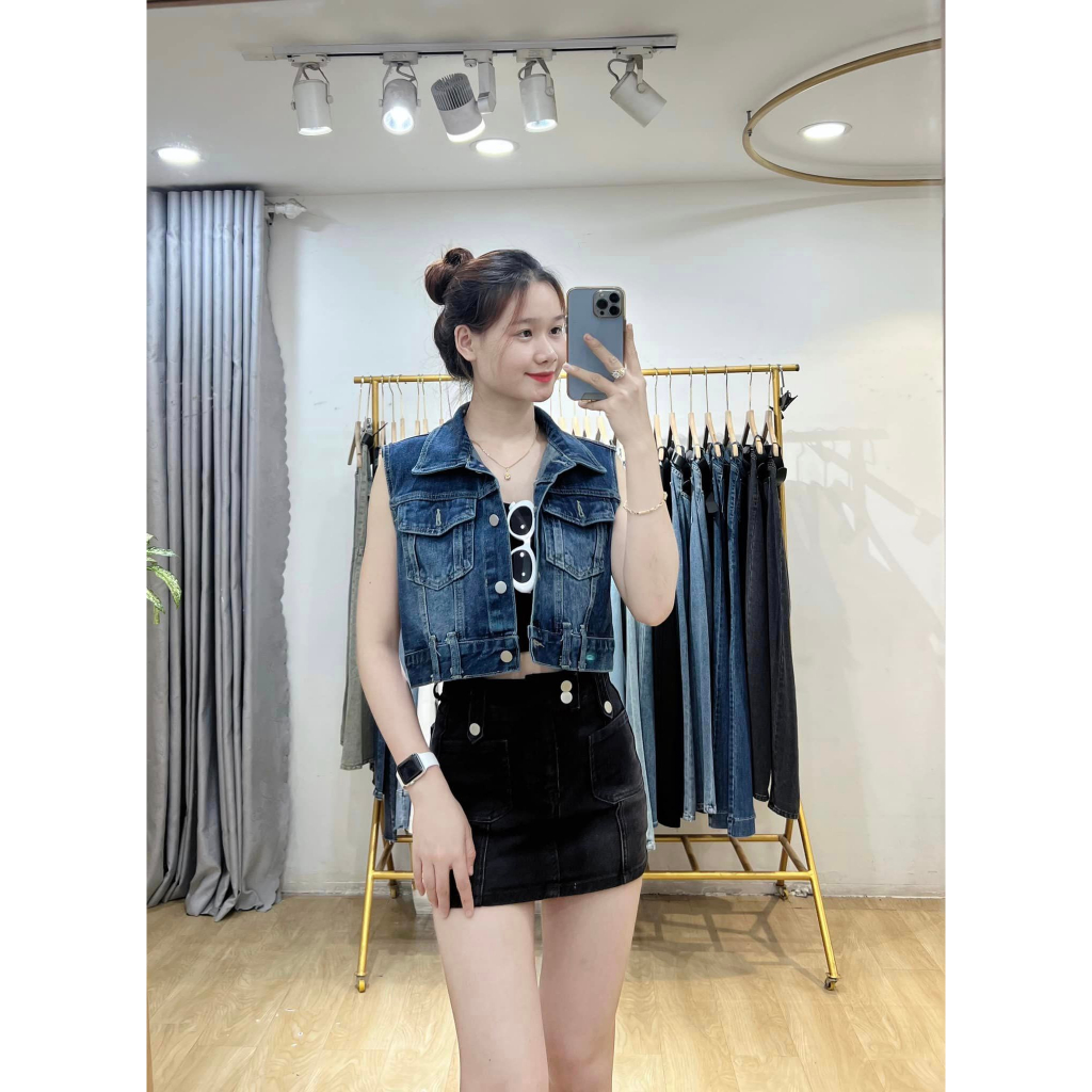 Áo gile jean crt