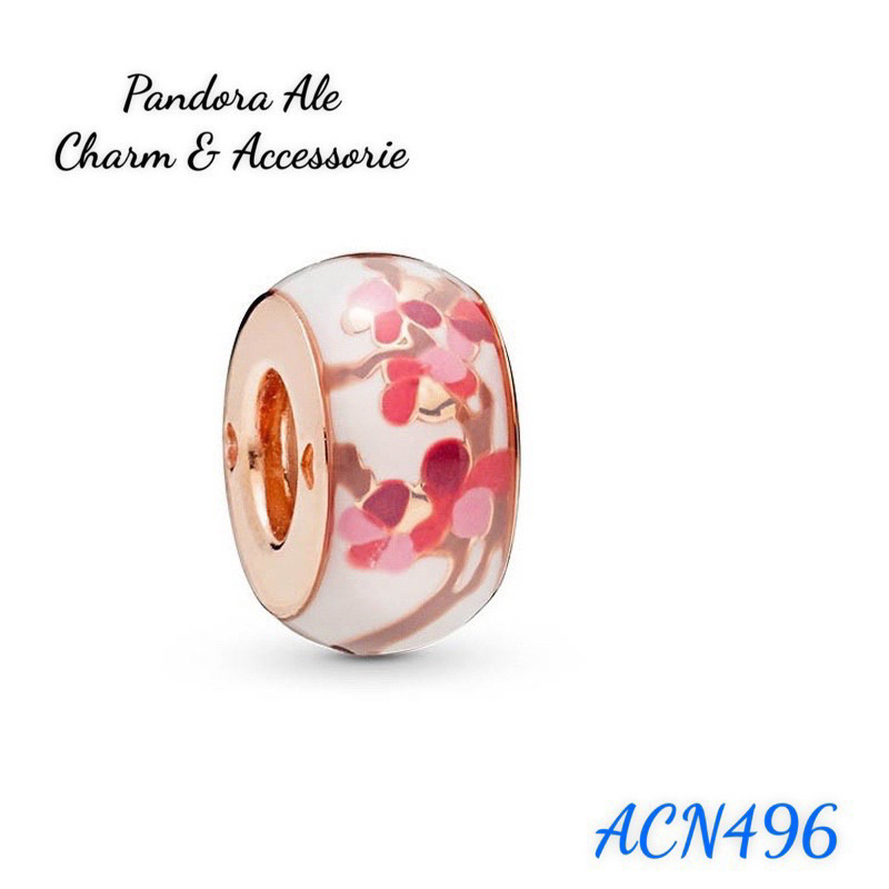 PAN ALE CHARM VÀNG HỒNG HOẠ TIẾT HOA ĐÀO BẠC S925