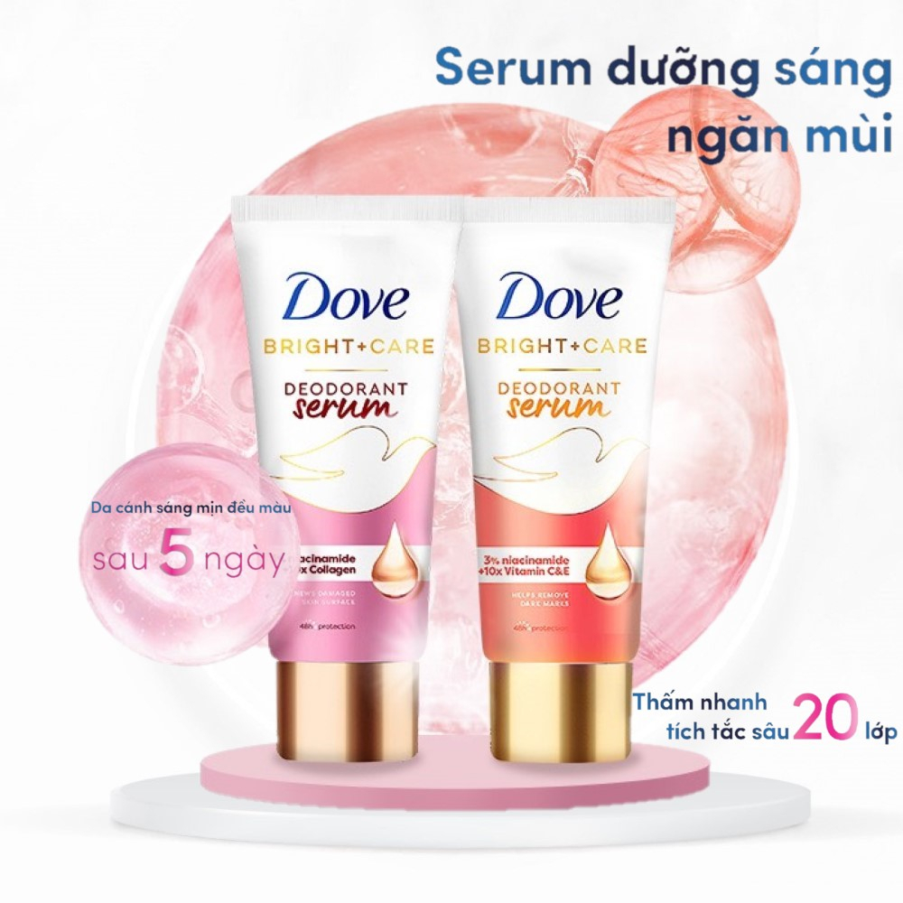 Kem Ngăn Mùi Dove Radiant + Care Deodorant Dryserum 40ml Tinh Chất Serum Khử Mùi Giảm Thâm Dưỡng Sáng Da Sau 5 Ngày