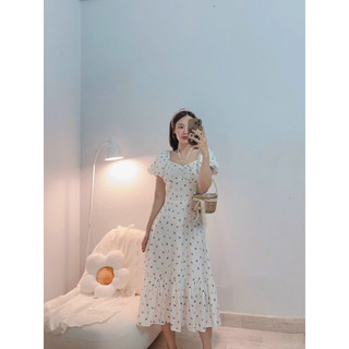 ĐẦM MAXI HOA NHÍ PHỐI KIỂU NHÚNG NGỰC- Hình shop chụp thật