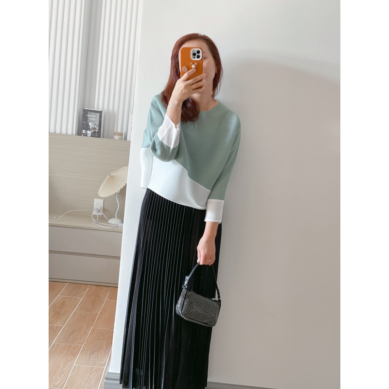 (HÀNG SẴN) Áo thun lò xo dáng croptop tay lỡ, Áo cổ tròn form ngắn trẻ trung