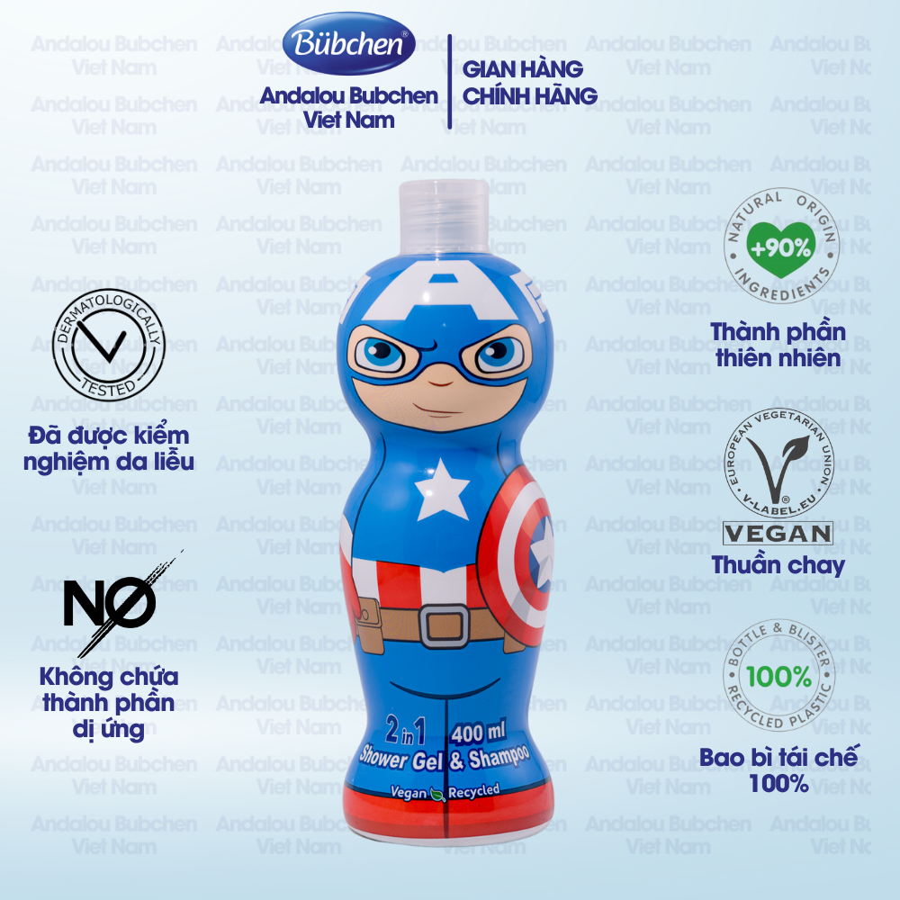 Sữa Tắm Gội Air Val Captain America Dành Cho Bé Trai 400ml