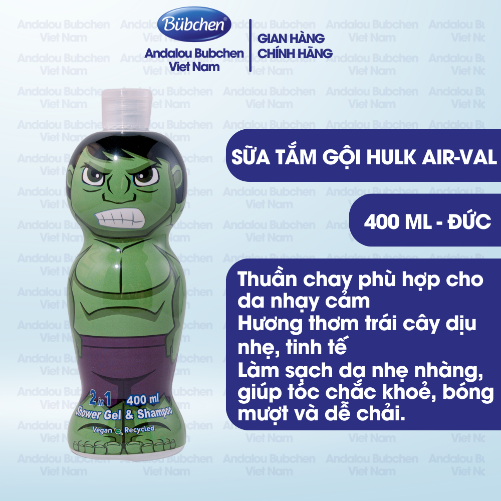 Sữa Tắm Gội Air Val Hulk Dành Cho Bé Trai 400ml