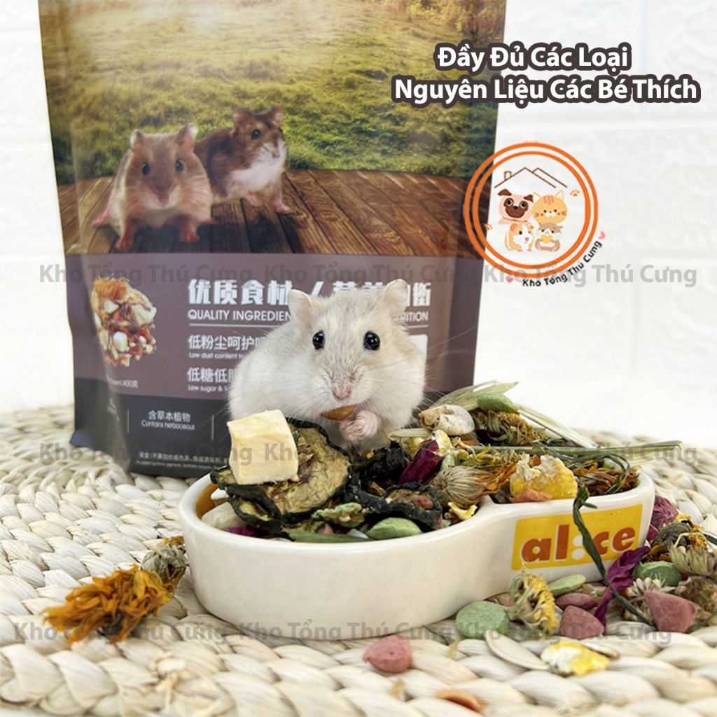 Thức ăn Eco Forest dinh dưỡng toàn diện cho chuột hamster mini,robo,campel,ww,sóc,.thành phần thơm ngon,an toàn gói 400g