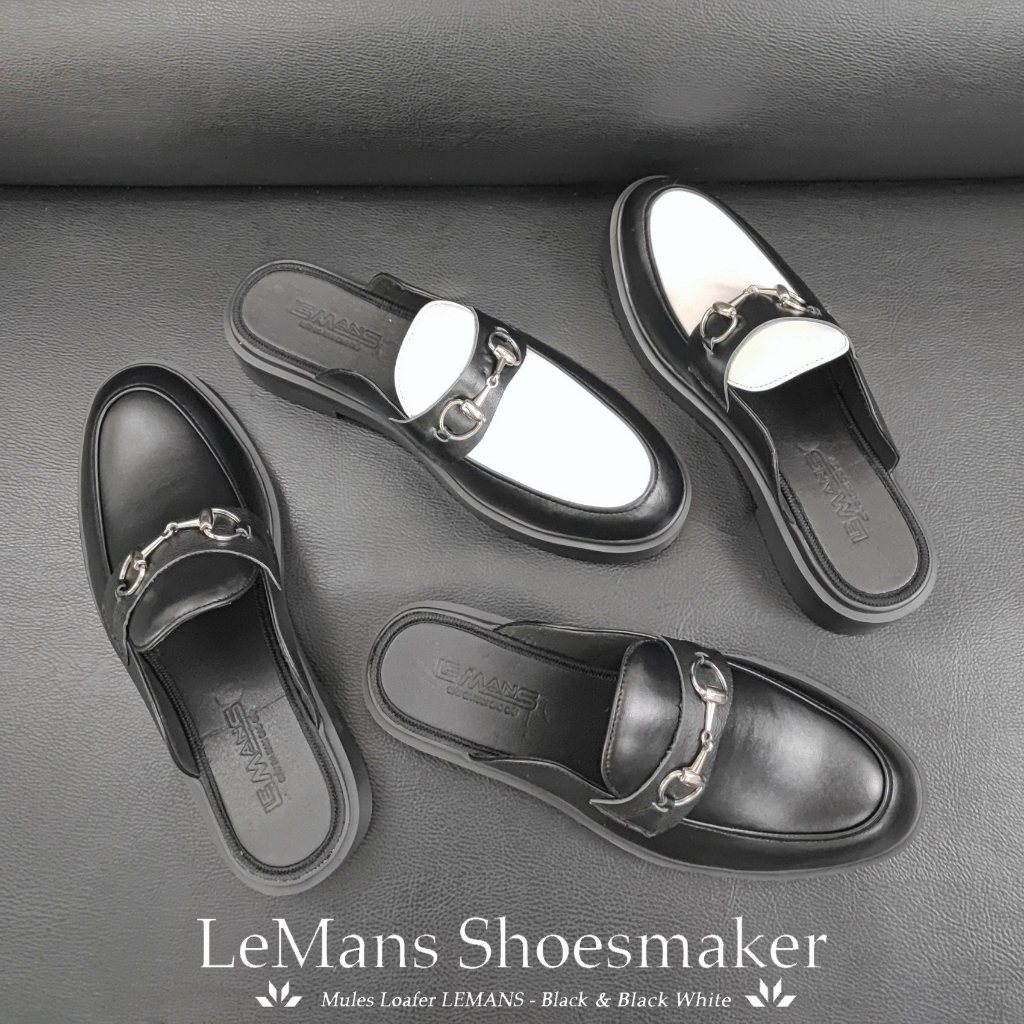 Giày Sục da bò Mules Loafer LEMANS - Black cao cấp, Gót tăng cao 4cm Sản xuất thủ công Đế độc quyền, Bảo hành 24 tháng | BigBuy360 - bigbuy360.vn